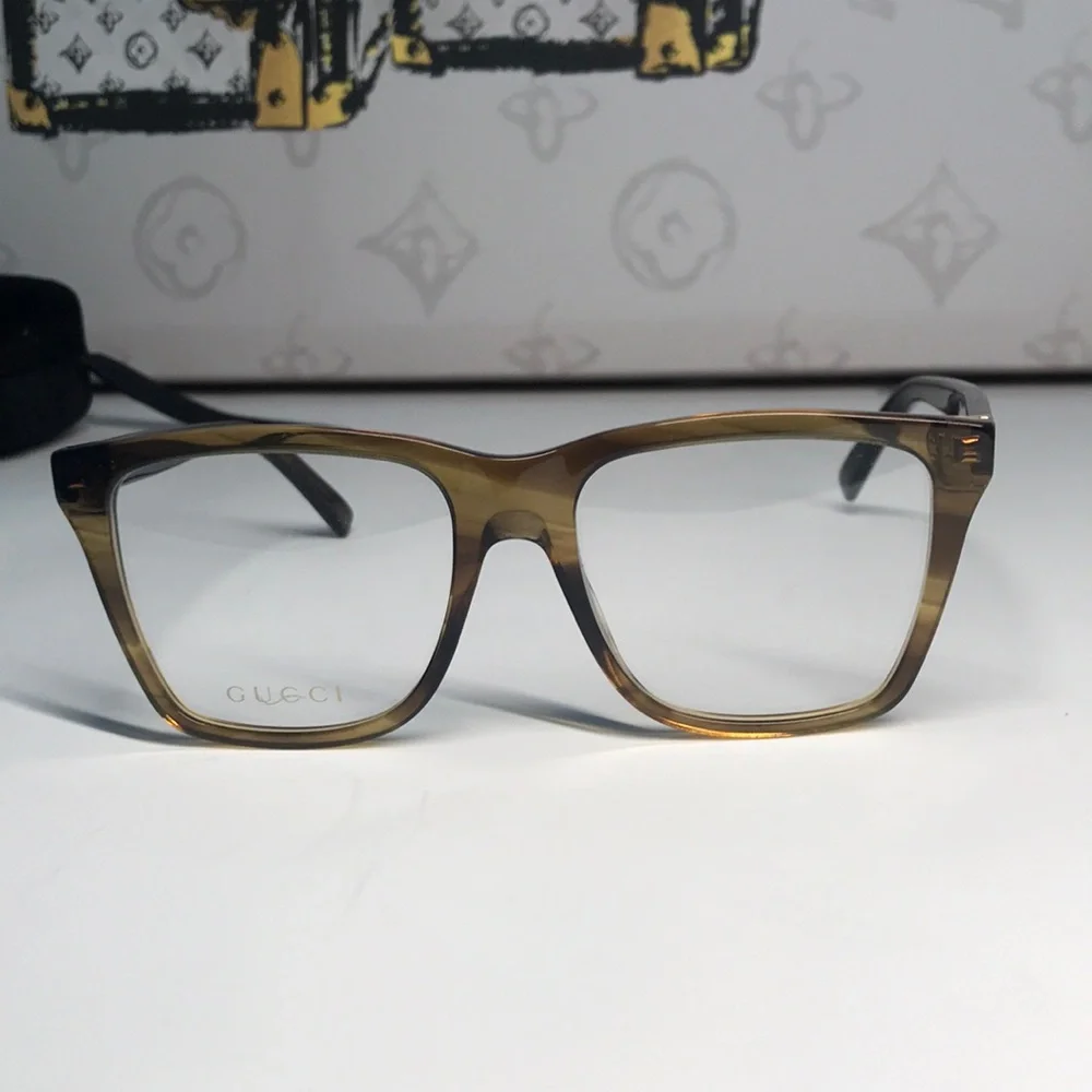 New Authentic Gucci GG0452O 004 Eyeglasses Brown Havana Oversized Square Frames